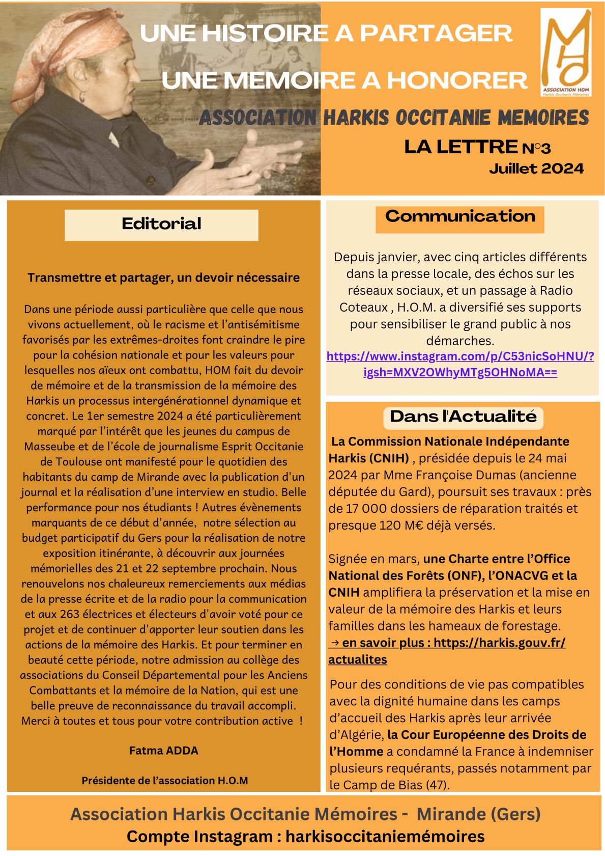 HOM Infolettre n° 3 du 17 juillet 2024, page 1