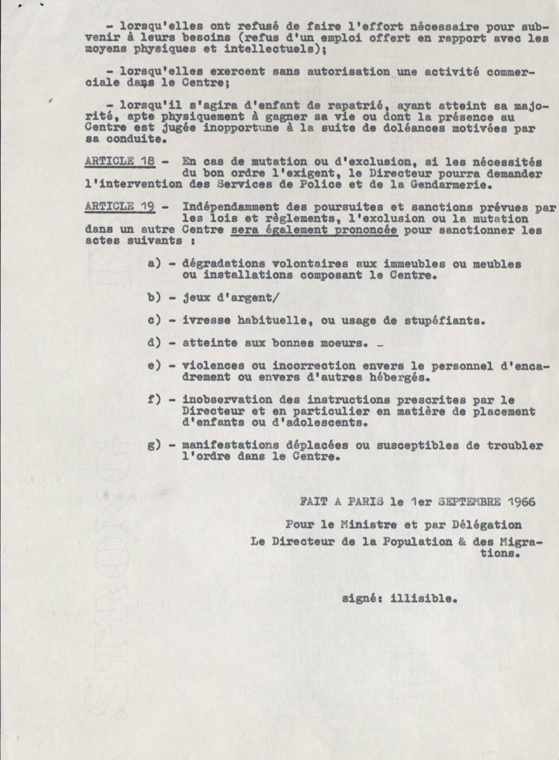 Illustration 9 : arrêté portant règlement des centres d’accueil organisés pour l’hébergement des rapatriés d’Algérie, 1er septembre 1966 Illustration 9 : arrêté portant règlement des centres d’accueil organisés pour l’hébergement des rapatriés d’Algérie, 1er septembre 1966