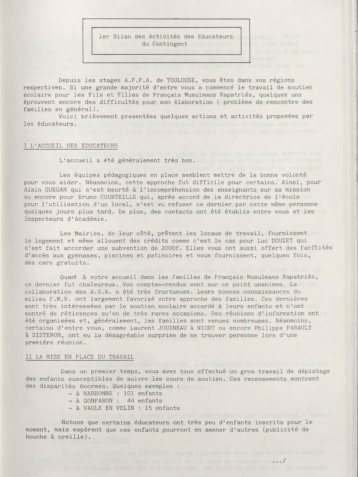 Illustration 13 : Bulletin de liaison des éducateurs (BLÉ) n°1, 15 septembre 1983 (Archives nationales, 19870444/8) Illustration 13 : Bulletin de liaison des éducateurs (BLÉ) n°1, 15 septembre 1983 (Archives nationales, 19870444/8)