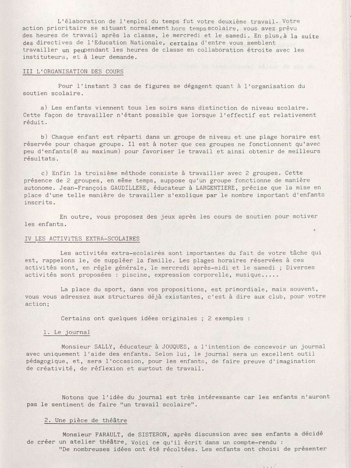 Illustration 19 : Bulletin de liaison des éducateurs (BLÉ) n°1, 15 septembre 1983 (Archives nationales, 19870444/8) Illustration 19 : Bulletin de liaison des éducateurs (BLÉ) n°1, 15 septembre 1983 (Archives nationales, 19870444/8)